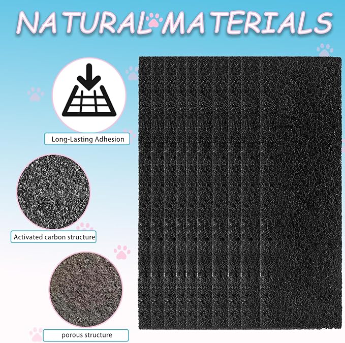10 Pack Carbon Filters Compatible with Litter Robot 3,Cat Litter Box Replacement Filter,Keep Your Home Clean and Fresh,3.5" x 10" x 0.2"