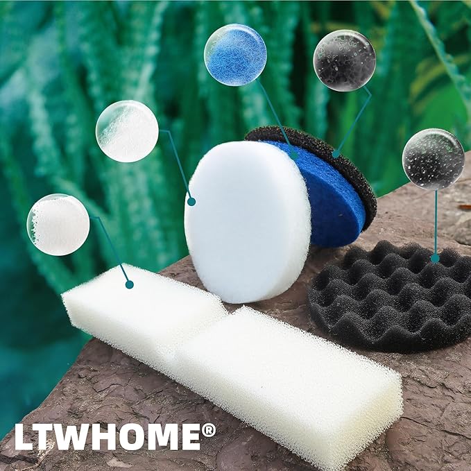 LTWHOME Foam Filter Set, Fine Filters, Carbon Filters, Bio-Foam Filters and Polishing Pads Fit for Fluval FX5 (Pack of 42)