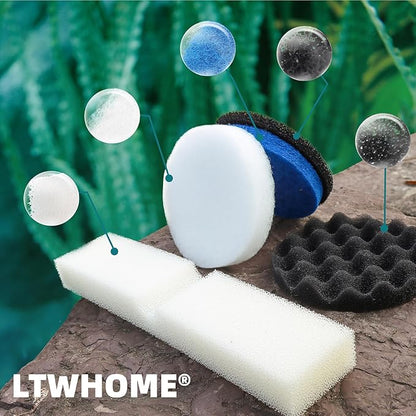 LTWHOME Foam Filter Set, Fine Filters, Carbon Filters, Bio-Foam Filters and Polishing Pads Fit for Fluval FX5 (Pack of 42)