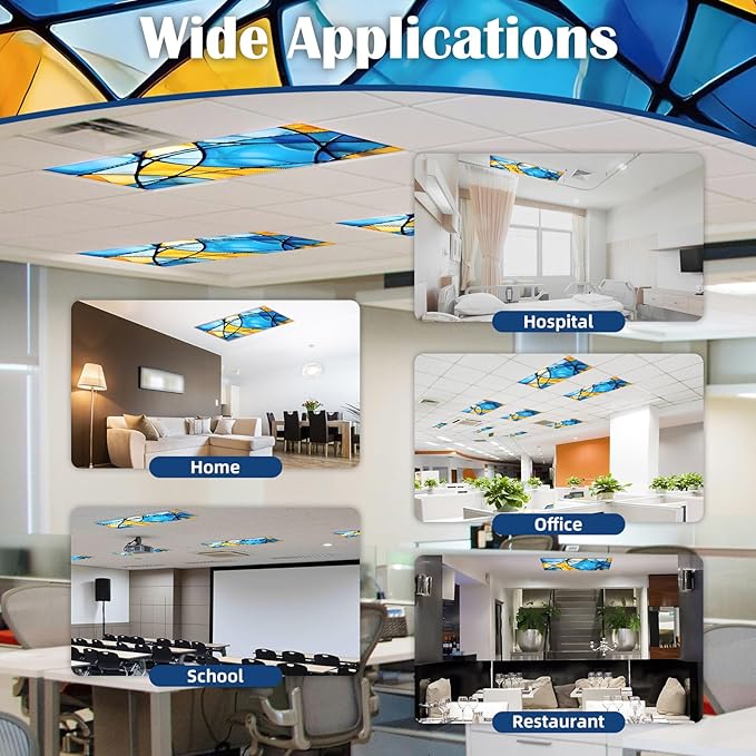 Fluorescent Light Covers - Classroom Covers for Ceiling Lights, 1 PCS 4 x 2 Feet Magnetic Light Filters, Classroom, Office Decor (Colorful art)
