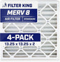 Filter King 13.25x13.25x2 Air Filter | 4-PACK | MERV 8 HVAC Pleated A/C Furnace Filters | MADE IN USA | Actual Size: 13.25 x 13.25 x 1.75"
