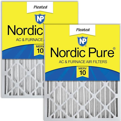 Nordic Pure 20x20x4 (Actual Size: 19 1/2 x 19 1/2 x 3 5/8) Pleated MERV 10 Air Filters 2 Pack
