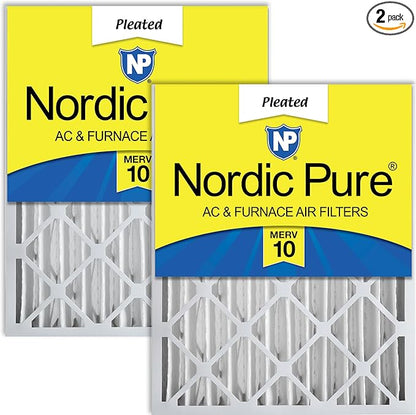 Nordic Pure 18x24x4 (Actual Size: 17 1/2 x 23 3/8 x 3 5/8) Pleated MERV 10 Air Filters 2 Pack