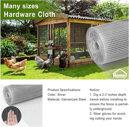 Livestock Fencing Roll Galvanised Welded Wire Mesh Roll Garden Chicken Wire Animals Enclosure for Chickens, Rabbits, Dogs, Window Guards Vegetable Protection for Indoor or Outdoor ( Size : L:1m-H:1m-5