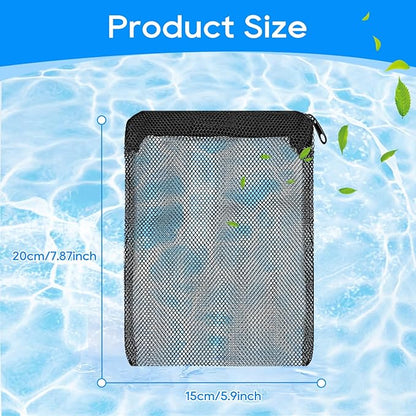 Aquarium Filter Media Bags for Aquarium with Zipper, Reusable Strong Polyester Fine Mesh Bag for Activated Carbon, Bio Filter Balls, Ceramic Rings, Filter Stones, Biospheres 8 Pack 7.8" x 5.9"