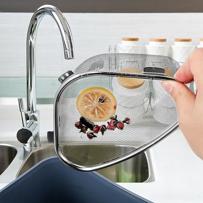 Hemoton Triangle Corner Sink Strainer Basket 8.46X6.10X2.95In Kitchen Drain Basket with Portable Lightweight Design Food Residue Filter for Fruits Vegetables and Kitchen Waste