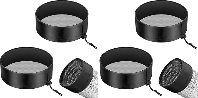 VIVOSUN 2-Pcs. Grow Tent Vent Cover, 4"/6"/8" Duct Filter Vent Cover with Elastic Band and Fixed Buckle for Plant Grow Tent Vent (Pack of 2)