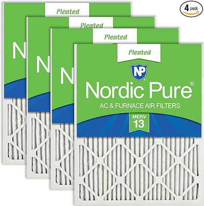 Nordic Pure 14x20x1 (Actual Size: 13 1/2 x 19 1/2 x 3/4) Pleated MERV 13 Air Filters 4 Pack