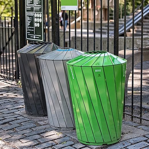 GLigeT Outdoor Trash can Round Steel Trash Can Modern Simple Outdoor Trash Can, Large-Capacity Sorting Trash Can with Thick Top Cover, Diameter 24.4"×35.8" Trash Can