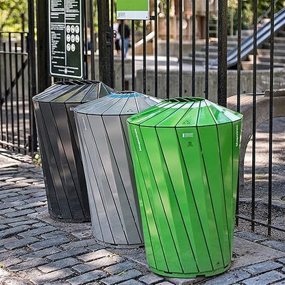 GLigeT Outdoor Trash can Round Steel Trash Can Modern Simple Outdoor Trash Can, Large-Capacity Sorting Trash Can with Thick Top Cover, Diameter 24.4"×35.8" Trash Can