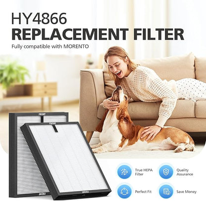 CHIVALZ 2 Pack HY4866 True HEPA Replacement Filters Compatible with MORENTO HY4866 Air Purifier, WESTHEY HY4866 Air Purifier and YIOU M1 Air Cleaner Purifier, Original Version