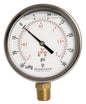 4" Oil Filled Vacuum Pressure Gauge - Stainless Steel Case, Brass, 1/2" NPT, Lower Mount Connection, 30HG/30PSI
