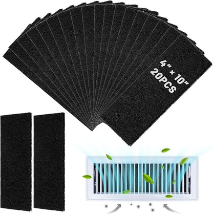 UCand 20Pack Activated Carbon Air Vent Filters for Home, 4"x10" Floor Vents Filters, Floor Registers Filters,20 Pcs Charcoal Vent Filter