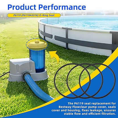 P6119 (P6119ASS16) O-Ring Seal Compatible with Bestway Flowclear Filter Pump Cap, Fits 530/800/1500 GPH Pool Pumps, Pool Filter Replacement Parts(3 Pack)