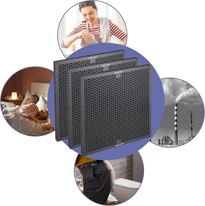 Air Scrubber Active Carbon Filters Compatible with BlueDri, VEVOR and Dri-Eaz Air Purifier, for Drieaz HEPA500 16'' x 16'' x 1'' inches（3 Pack）