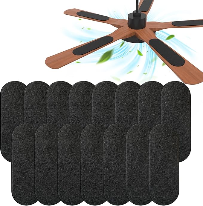 15pcs Ceiling Fan Filters for Blades Easy-Stick Strong Fixity Activated Coconut Carbon Fan Filter for Ceiling Fan, Universal Fan Blade Air Fresh Purifier Cat Litter Box Filter, Black