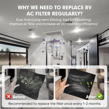 2-PACK RV A/C Filter 16 x 40 x 1/4 Inches Can Cut to Fit RV Air Conditioner Replacement for Motorhome Travel, Travel Trailers, Camper RV Air Conditioner Replacement Filters