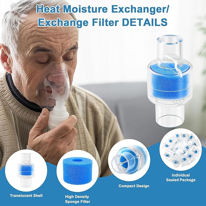 Update Packaging Universal Heat Moisture Exchanger/Exchange Filter Replacement for Z1, Z2 HME Humidification Solution Filter Fit 22mm Diameter Tubing-12 Pack, Individually Sealed Packaging LUXRILIX