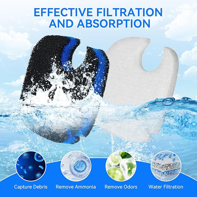 Replacement for Pondforse Canister Filter 172GPH 225GPH 264GPH Aquarium Filter Media Sponge Fits AMOSIJOY Canister Filter 172 GPH 225GPH 265GPH for Aquariums Fish Tanks Turtle Tank 8-Pack