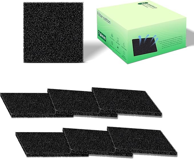 Polyurethane Activated Charcoal Filters -7 Pack 4.5 Inch Square Strong Odor Control Replacements for Kitchen and Countertop Compost Buckets/Bins