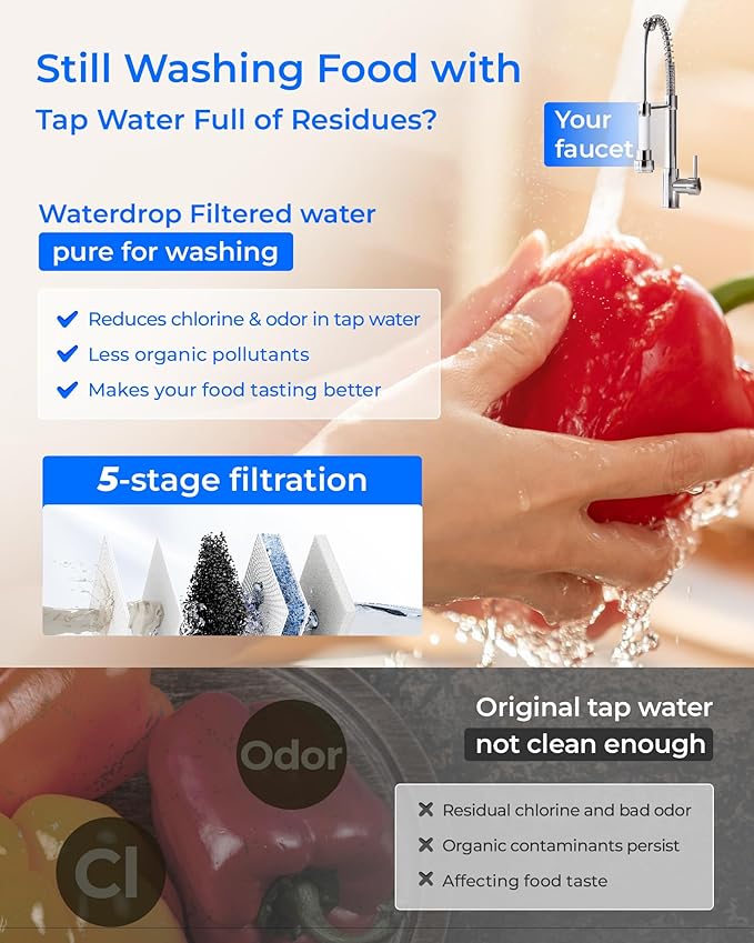 [ Dual Flow] Waterdrop X8-PRO Reverse Osmosis Water Filter, NSF/ANSI 42&58&372 Certified, 800 GPD Tankless Reverse Osmosis System, 9-Stage RO Water Filtration System, Smart Faucet, BPA Free