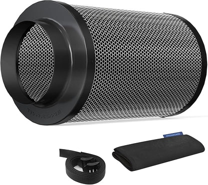 Air Carbon Filter 6 Inch ,Smellines Control Removes 3X More Odors Contaminants. Australian Virgin Charcoal,Carbon Filter for Grow Tent, Hydroponics, Pre-Filter Included (6inch)