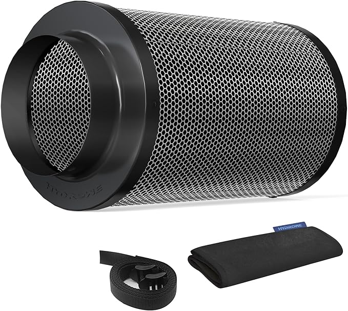 Air Carbon Filter 4 Inch ,Smellines Control Removes 3X More Odors Contaminants. Australian Virgin Charcoal, Carbon Filter for Grow Tent, Hydroponics, Pre-Filter Included (4inch)