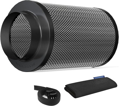 Air Carbon Filter 4 Inch ,Smellines Control Removes 3X More Odors Contaminants. Australian Virgin Charcoal, Carbon Filter for Grow Tent, Hydroponics, Pre-Filter Included (4inch)