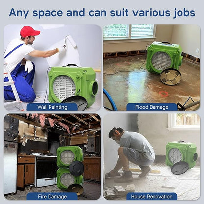 AlorAir CleanShield HEPA 550 - Heavy Duty Commercial Air Scrubber HEPA Filter System, 25' Power Cord with Lighted End and Roto-Molded Unbreakable Housing Air Cleaner, cETL Listed, Green (Pack of 8)