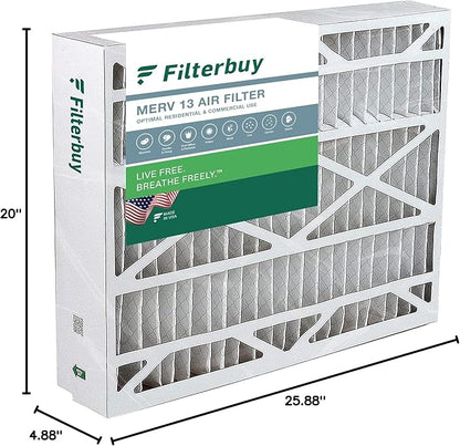 Filterbuy 20x26x5 Air Filter MERV 13 Optimal Smoke & Allergy Defense (1-Pack), Pleated HVAC AC Furnace Filters for Electro-Air, Lennox, White Rodgers, and More (Actual Size: 20.00 x 25.88 x 4.88)