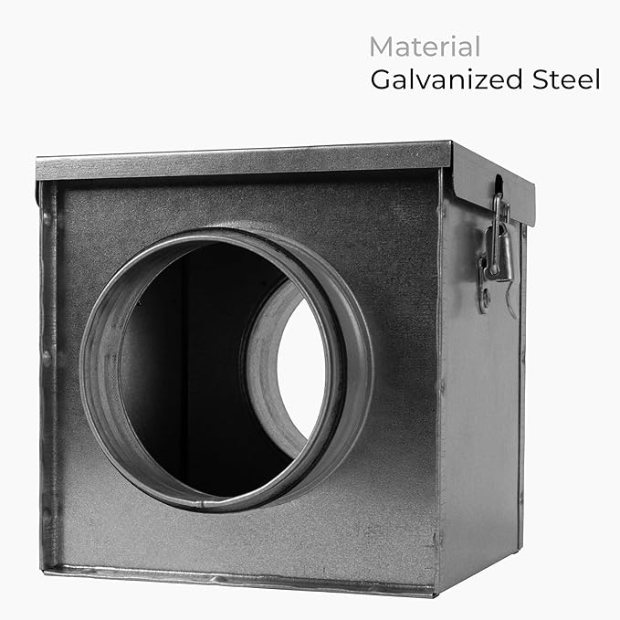 4 Inch Filter Box - Inline Duct Filter for Round Duct - Galvanized Steel Air Filter with EPDM Rubber Seal Gaskets - Intake Filter Ventilation - Air Filtration System for Home