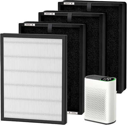 4 Pack HAP602 Replacement Filter for ECOSELF HAP602/HAP602WF Air Purifier, 3-IN-1 Filter Replacement, High-Efficient & Activated Carbon Filter for Home