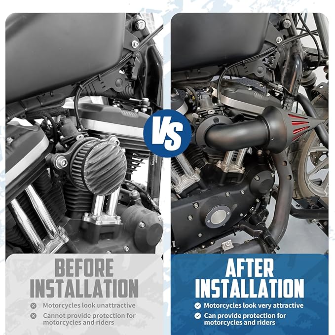 Air Cleaner Motorcycle CNC Spike Air Intake Filter Kit Fit for Harley Sportster XL Iron 883 1200 2004-2022 (Black)