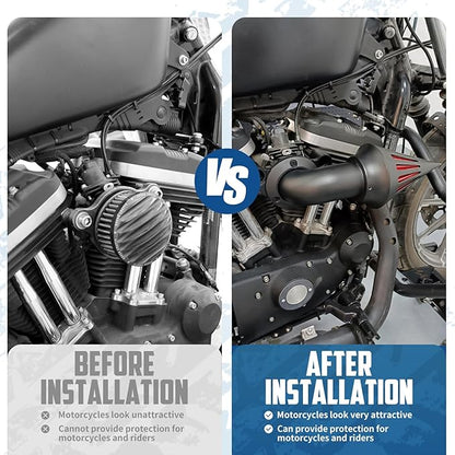 Air Cleaner Motorcycle CNC Spike Air Intake Filter Kit Fit for Harley Sportster XL Iron 883 1200 2004-2022 (Black)
