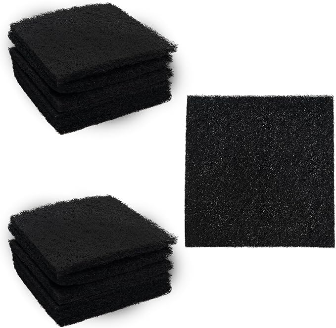 12PCS 5” Square Compost Bin Charcoal Filters, 0.4” Thick Activated Carbon Filters for Kitchen Countertop Compost Pail, Home Bucket Filter Replacements
