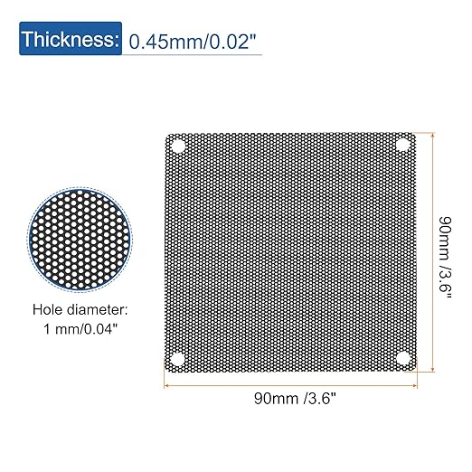 MECCANIXITY 10PCS PC Dust Filter, 90mmx90mm PVC Computer Case Cooler Dustproof Mesh Cover Fan Grills for Computer Chassis Speaker, Black