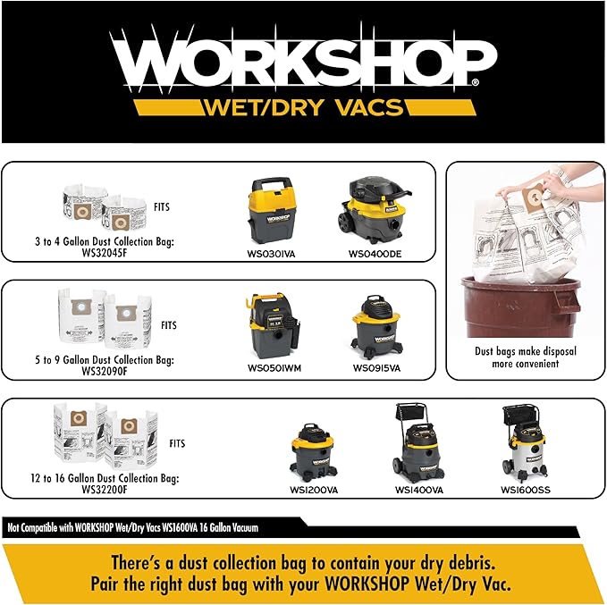 WORKSHOP Wet/Dry Vacs Vacuum Filters WS13045F HEPA Media Filter For Shop Vacuum Cleaner (Single HEPA Media Filter For Wet/Dry Vacuum Cleaner) Fits WORKSHOP 3-Gallon to 4.5-Gallon Shop Vacuum Cleaners