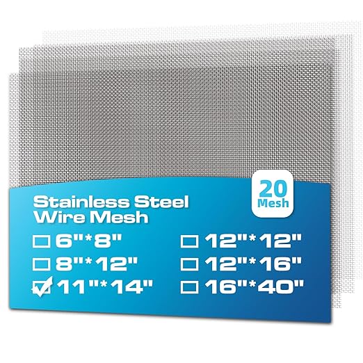 4 Pack 11x14 Inch Wire Mesh, 20 Mesh Stainless Steel Mesh, Never Rust Sturdy Metal Mesh Screen for DIY Projects, Vent, Cage, Garden, Window Screen, Filter Mesh