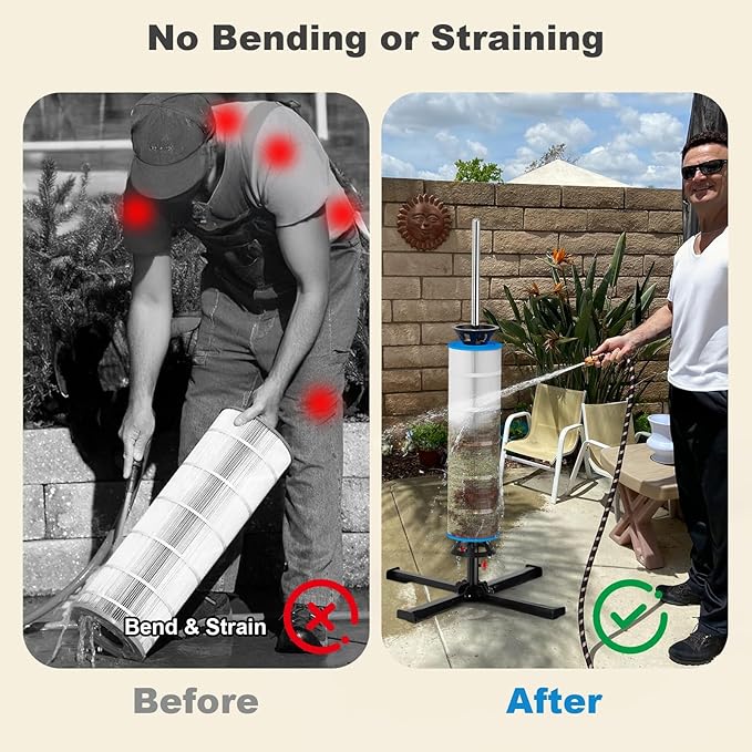 ROYOR Pool Filter Cleaner Stand Tool, Fit for 3", 4", 6" Swimming Pool Cartridge Filter Cleaner, Pool Filter Cleaning Stand with Heavy-Duty Stable Base