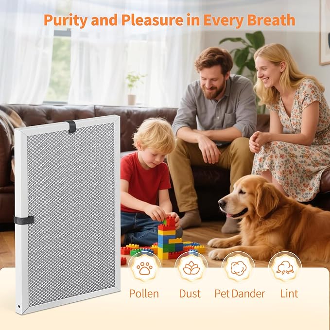 2-Pack 15x20x1 MERV 8 Reusable & Washable Electrostatic Air Filters - Long-Lasting Filter for HVAC, Furnace & Air Conditioner Units, Actual Size: 14-5/8” x 19-5/8” x 7/8”
