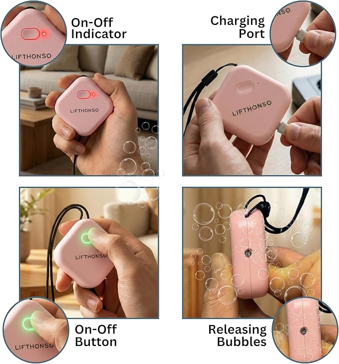 Portable Personal Air Purifier – Wearable Mini Air Purifier with 120 Hours Runtime | USB Rechargeable Filterless Ionic Device for Dust, Odor,Allergies,Smoke & Pollutants