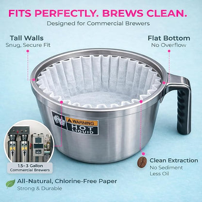 Katy’s Extra Large Commercial Coffee Filters (12.5” x 4.5”) for BUNN, Fetco & Curtis 1.5–3 Gallon Coffee & Tea Machines - Tall Walls, No Ground Overflow - Premium Filters for Businesses (Bulk Pack)