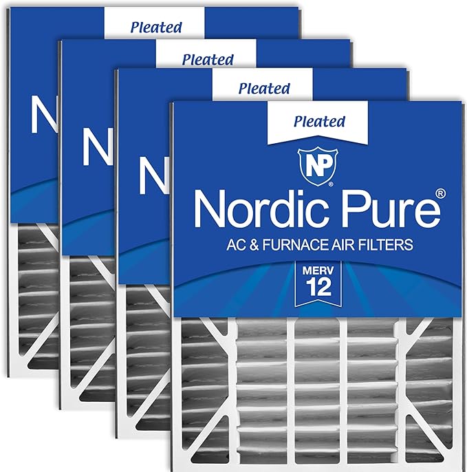 Nordic Pure 20x25x5 (Actual Size: 19 3/4 x 24 1/4 x 4 7/8) Air Bear Replacement 259112-102 MERV 12 Air Filters 4 Pack