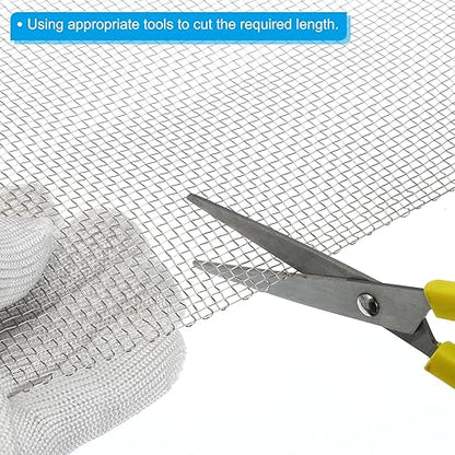 PATIKIL 40" L x 10" W Woven Wire Mesh, 6 Mesh 316L Stainless Steel Air Vent Filter Screen for Window Security Vent Cover Filtration Animals Fence