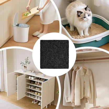 Charcoal Odor Absorber, Stick On Deodorizer Filter Set, Powerful Smell Control with Natural Carbon, Air Freshening Cleaning Accessory Tool, Slim Design with Easy Install
