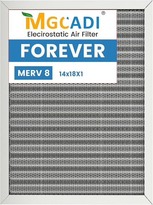 14x18x1 HVAC Furnace Air Filter, Lasts a Lifetime, Washable, the Last HVAC Filter You Will Ever Buy, Breathe Safely at Home or in the Office,Merv 8(Actual Size:13.5x17.5x0.82 Inch)