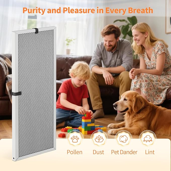 2-Pack 12x30x1 MERV 8 Reusable & Washable Electrostatic Air Filters - Long-Lasting Filter for HVAC, Furnace & Air Conditioner Units, Actual Size: 11-5/8” x 29-5/8” x 7/8”