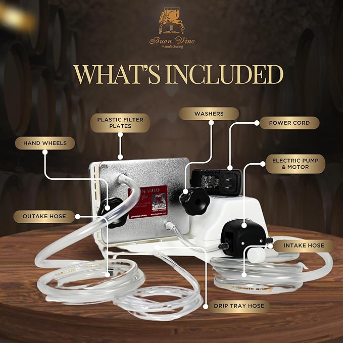 Buon Vino Mini Jet Wine Filter - Easy Bottle Filteration Brewing Kit - Simple Automatic Machine Accessories - Brew System Gadgets - Portable Homebrew Supplies - Electric Mini Whisk Filters Equipment
