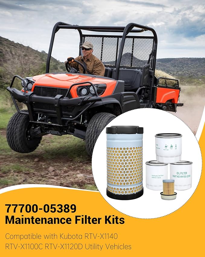 77700-05389 Maintenance Filter Kit Fit for Kubota RTV-X1140 RTV-X1100C RTV-X1120D Utility Vehicle,Replacement number HH150-32094 6A320-59930 HHK70-14070 HHK32-16770 1G319-11210
