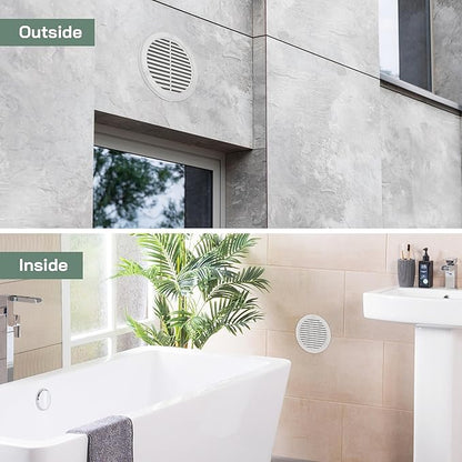 Vent Systems 6" Inch (Opening Dimensions) - Pack of 100 - White Soffit Vent Cover - Plastic Round Air Vent Grille - Built-in Mesh Screen - HVAC Register Louver for Bathroom, Home, Kitchen